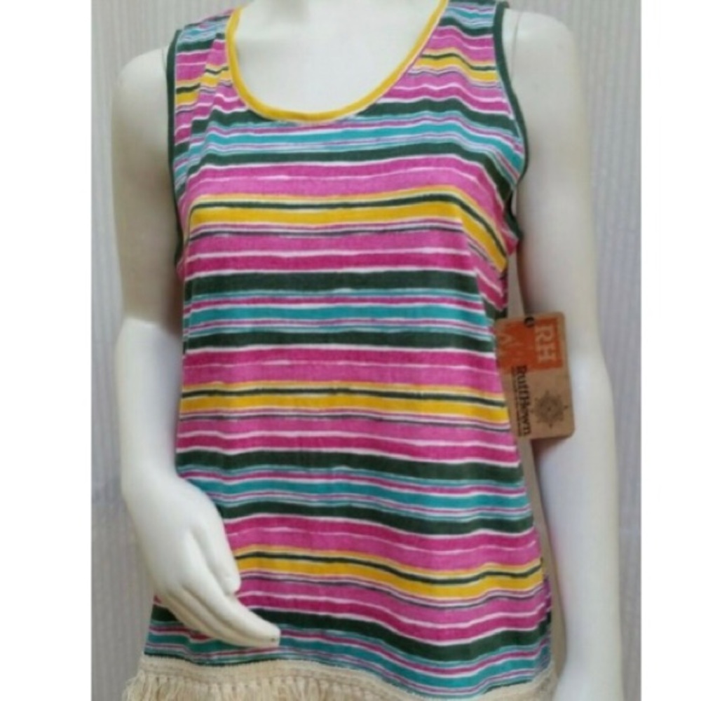 Ruff Hewn Vintage Look Sleeveless Top with Trim